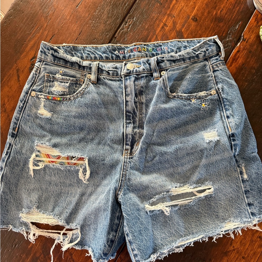 American Eagle Outfitters Ripped Blue Jean Shorts